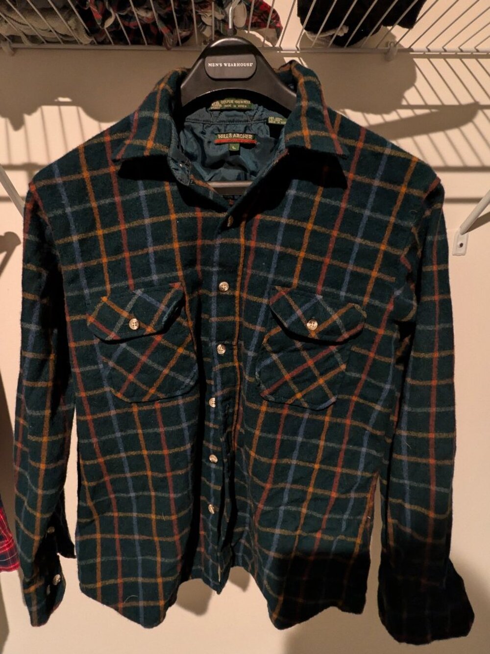 Hill & Archer Pure Virgin Wool Plaid Shirt L